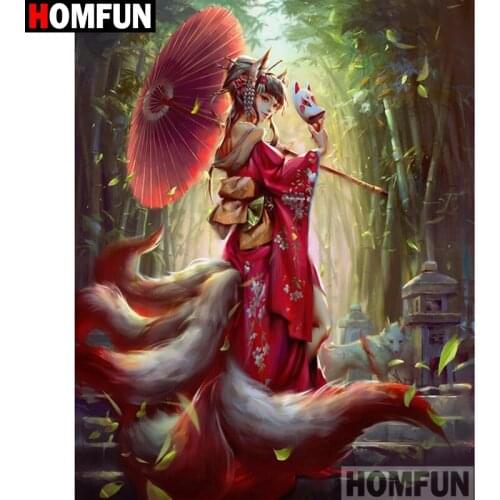 HOMFUN Full Square/Round Drill 5D DIY Diamond Painting "Beautiful fox" Embroidery Cross Stitch 5D Home A08352