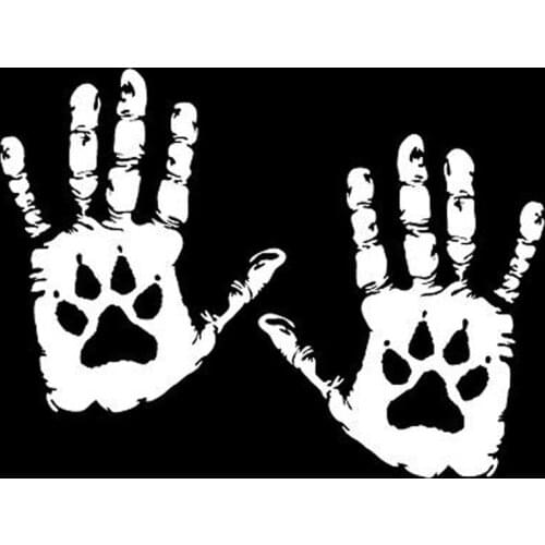 Car Stickers Fashion Dog Paw Print Hands People Love Animal PVC Stickers Car Stickers Black/silver Fittings 18cm*13.5cm
