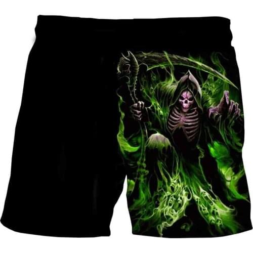 Quick Drying Toddler Skull Print Boy Shorts Summer Swim Beach Board Casual Shorts for Kids Boy Holidays Swimming Wear 4-14 Years