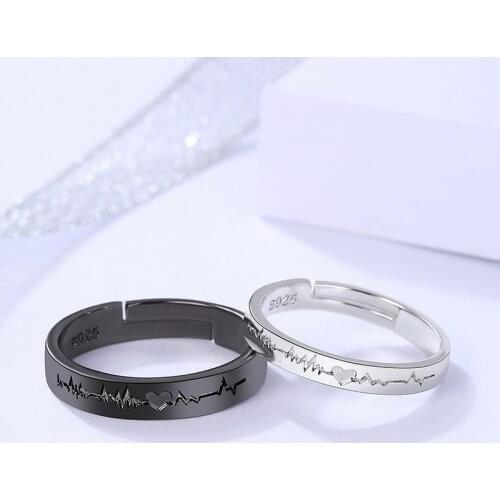 2 Pcs/Set Sun Moon Couple Rings Simple Opening Ring For Men Women Lover Wedding Promise Valentines Day Anniversary Jewelry Gift