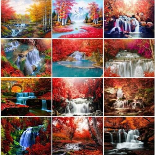 EverShine Diamond Embroidery Landscape Diamond Painting Kit Autumn 5D DIY Picture Of Rhinestones Waterfall Cross Stitch Wall Art