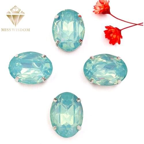 HOT SALE Matt Olive green opal oval shape sew on rhinestones flatback Resin loose rhinestones with claw DIY garment Accessories