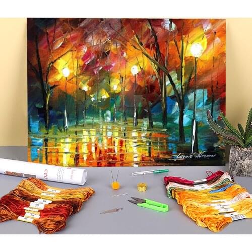 Breeze Feelings Printed Water-Soluble Canvas 11CT Cross-Stitch DIY Embroidery Patterns DMC Threads Hobby Handmade Decor