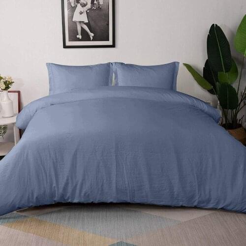 High Quality Bedding Sets Luxury Blue Duvet Cover with Pillowcase Solid Color Family Size US King Queen Size Bedding Set 3pcs