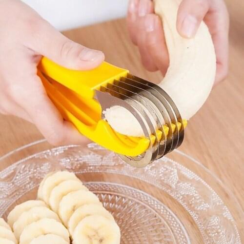 Kitchen Accessories Banana Slicer Fruit Vegetable Sausage Slicer Stainless Steel Banana Cutter Salad Sundaes Tools Cooking Tools