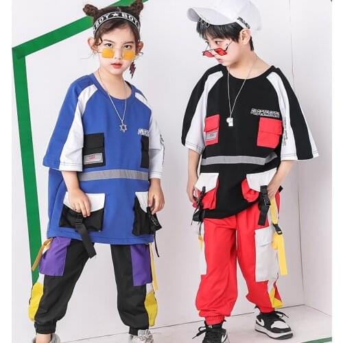 Pally elves Summer Boys Girls Short Sleeve T-shirt Fashion Pockets and Ribbon Design Top