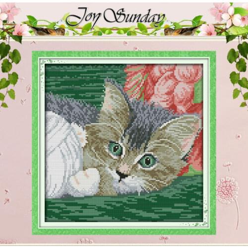 The Cat paly with the circle of string Counted Cross Stitch 11CT 14CT Cross Stitch Sets Wholesale Cross-stitch Kits Embroidery