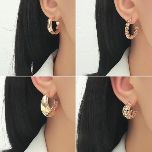 Womens Earrings Set Korean Round Hoop Earrings for Women Geometirc Gold Circle Earring 2021 Trend Jewelry Gift Accessories