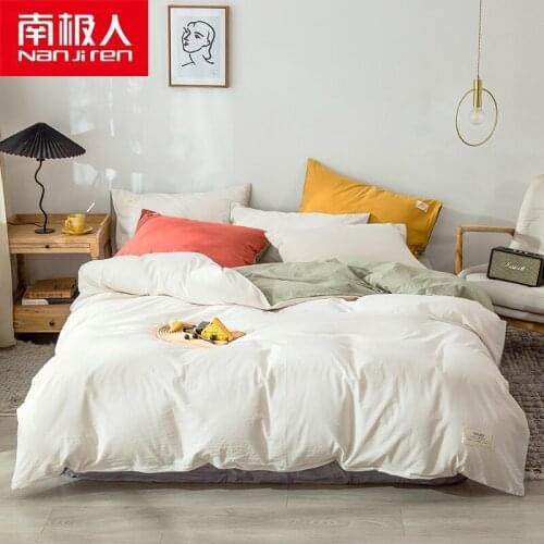 NANJIREN Home Textile Products Duvetcover&2pcs Piilowcase&1 Sheet Casual Pure Cotton Water Wash Europe Style Bedding Set