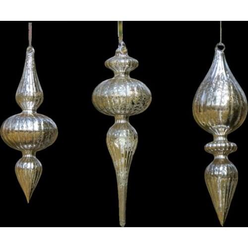 6pcs/pack Inner Silver Craft Striped Glass Pendant Christmas Tree Hanging Decorative Handmade Friend Gift