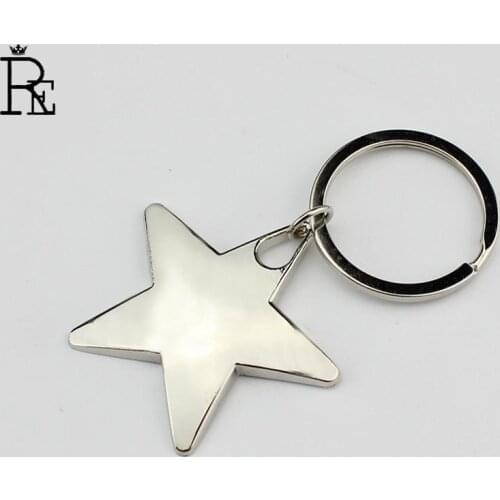 RE 100pcs/Lot Free Shipping Fashion Star Alloy Keychain Car Accessories Bag Charm Pendant Keyring Customized Logo