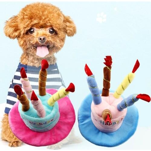 Cute Pets Dog Cats Birthday Caps Adjustable Corduroy Colorful Candles Small/Medium Dog Hat Puppy Cats Cosplay Costume Headwear