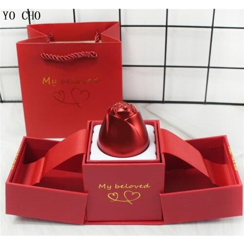Wedding Rose Ring Boxes Jewelry Necklace Display Storage Case Fashion Engagement Marriage Valentines Day Gift Box New Year Gift