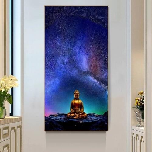 Modern Meditation Buddha Statue Posters and Prints Wall Art Canvas Painting Buddhist Picture for Living Room Aisle Home Decor