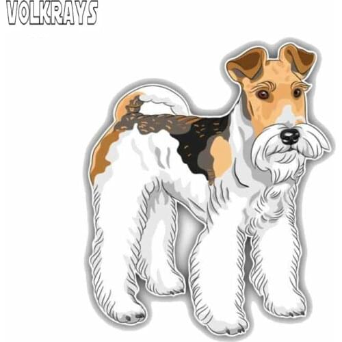 Volkrays Personality Car Sticker Wire Fox Terrier Dog Accessories Reflective Waterproof Sunscreen Vinyl Decal,12cm*10cm