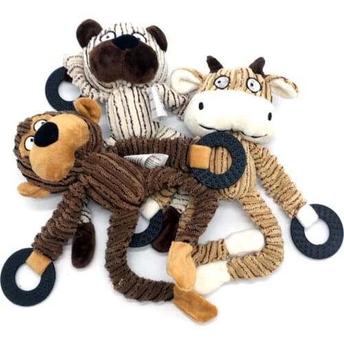 Funny Dog Plush Toys Soft Toys Animals Stuff Chew Toys Puppy Plush Sound Sheep Monkey Cow Dumb Pet Dog Cat Clean Tooth Chew Toys