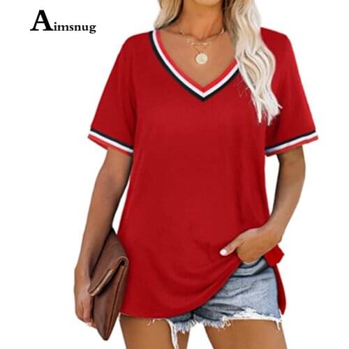 Plus Size Ladies T-shirt Sexy Fashion V-neck Patchwork Womens Top England Style 2021 Summer Loose Tees Shirt Casual Pullovers