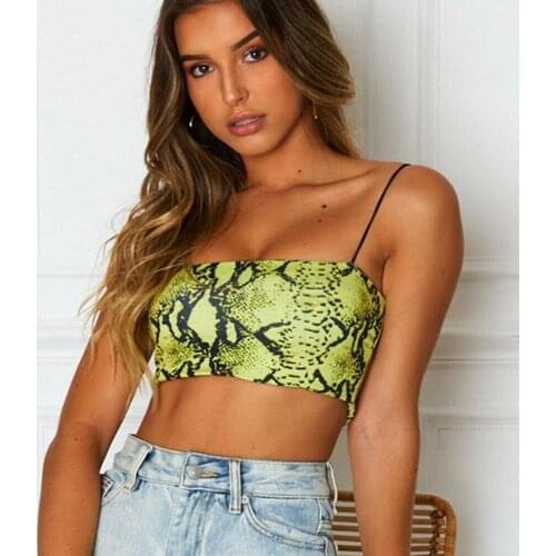 Women Sexy Sleeveless Crop Tops Tee Snake Skin Print Tant tops Bodysuit Shirt 2020 Sexy Fashion Ladies Tanks Straps Sexy Top