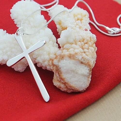 925 Sterling Silver Pendant Long Cross Necklaces Casual Retro Jewelry Silver Necklace For Women Men