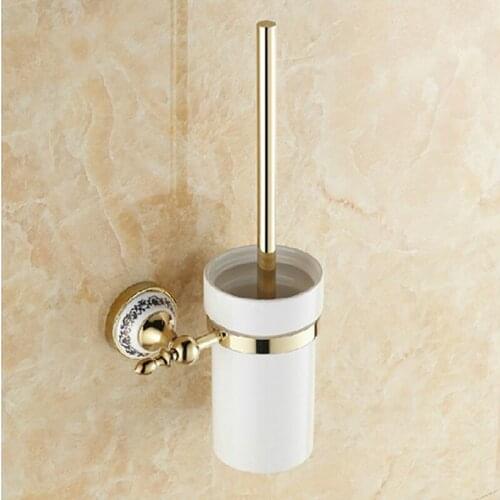 BECOLA Golden toilet brush holder Ceramic cup Toilet cleaning brush The blue and white porcelain Toilet brush BR-5508