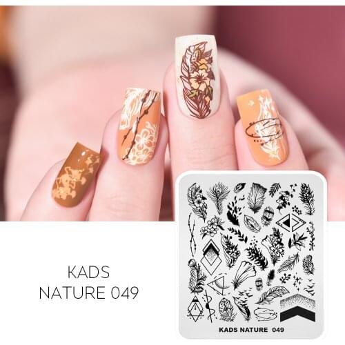1pc Nail Stamping Plate Leaves Feather Plant Pattern Nail Art Image Stamping Stencils Templates Nail Stamp Mold Printing Tool