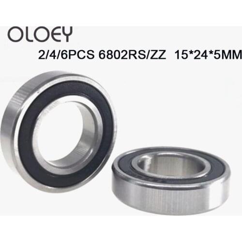 2/4/6PCS Excellence 6802 2RS ZZ Bearing 15*24*5 mm Metric Thin Section 61802RS 6802 RS Ball Bearings 6802RS High Quality