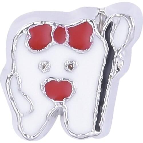 F257 Newest 20Pcs/lot Alloy Metal Teeth Shape Charms Fit Floating Memory Glass Locket Pendants