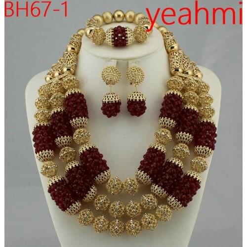 2018 New Gold Round Beads Necklace Set Classic African Beads Jewelry Set for Women, Best Nigeria Wedding Jewelry Gift BH67-2