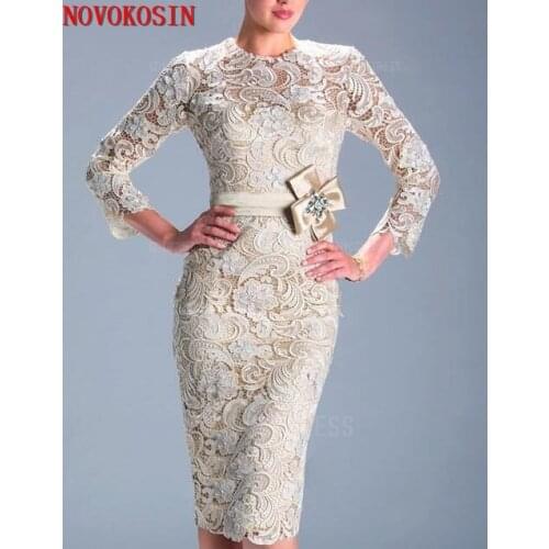 2019 Custom Made High Quality Lace Bridal Prom Dress Long Sleeves Short Evening Dress High Neck Bride Dress