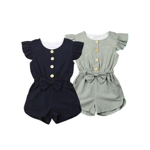 2020 Pudcoco Toddler Kids Baby Girl Clothes Button Sleeveless Ruffle Playsuit Jumpsuit Outfits Clothes 1-6Y
