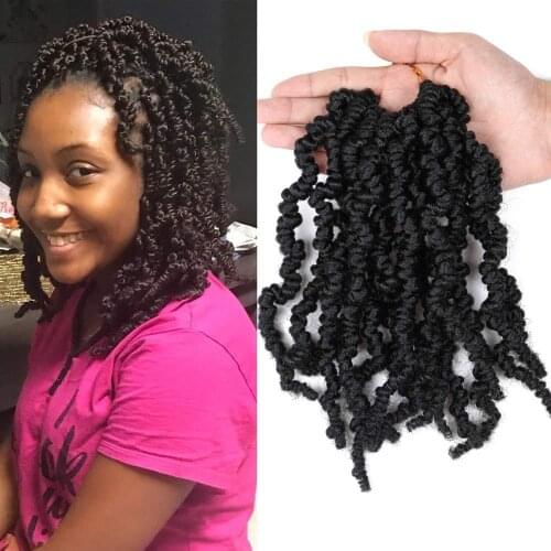 5Packs 10" Pre-twisted Spring Twist Hair Crochet Braids 15 Strands/Pack Nubian Bomb Twist Crochet Hair Messy Fluffy Spring Twist