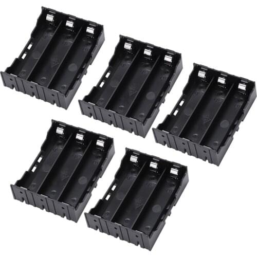 5 Pcs Black Plastic 3 x 3.7V 18650 Batteries 6 Pin Battery Holder Case