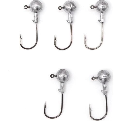 5 Pcs/Lot 1g/3g/5g/5.5g/10g/14g River Lead Head Hook Jigs Bait Fishing Hooks For Soft Lure Fishing Tackle Ocean Boat Fishing