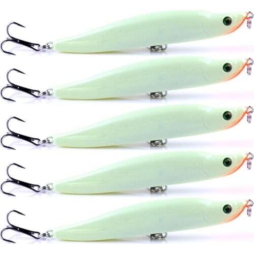 5PCS Lifelike 9.5cm 16g Sinking Pencil Fishing Lures Luminous Minnow Hooks Crank Baits Culter