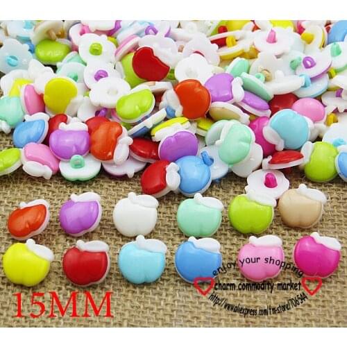 50PCS apple button colors Dyed Plastic cartoons fruit buttons garment coat boots sewing clothes accessory P-065