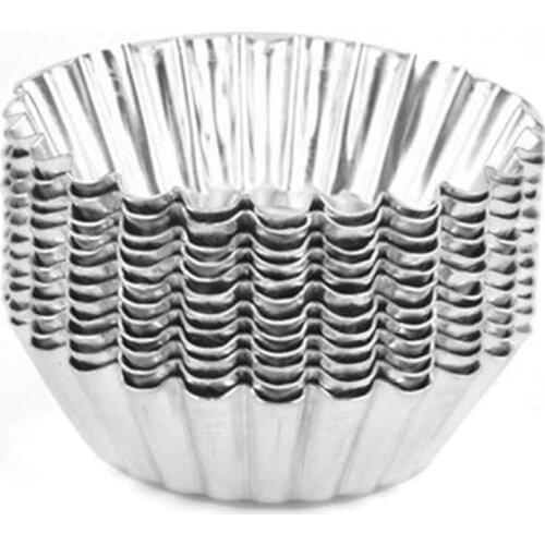 6pcs Reusable Silver Stainless Steel Cupcake Egg Tart Mold Cookie Pudding Mould Nonstick Cake Egg Baking Mold Pastry Tools