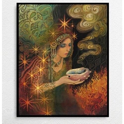 Sage Goddess 5D Diamond Painting Gypsy Witch Goddess Poster Mosaic Diy Full Round Diamond Embroidery Cross Stitch Home Decor