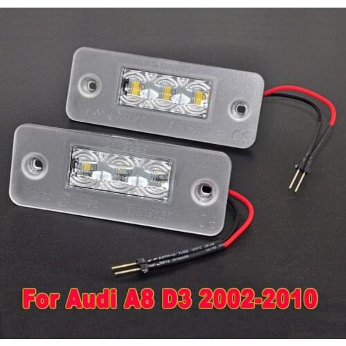 Car LED License Plate Light Number Plate Lamp Bulb for Audi A8 D3 2002 2003 2004 2005 2006 2007 2008 2009 2010 Auto Accessories