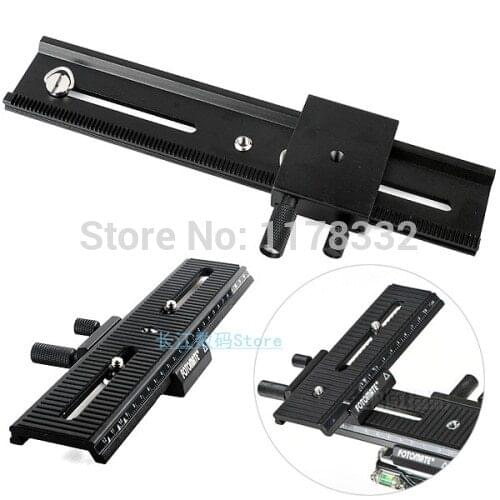 Free shipping + tracking number Fotomate LP-02 Micro Focusing Rail Slider Plate Macro Turning Tripod Head Plate for Yongnuo