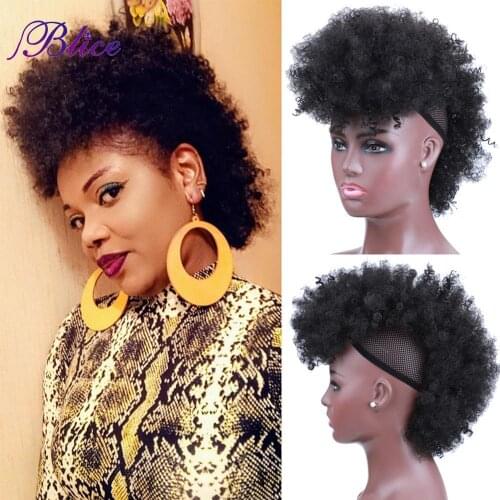 Blice Synthetic High Puff Frohawks Short Kinky Curly Style Mohawk Hair Extension Clip In HairPiece For African American Women