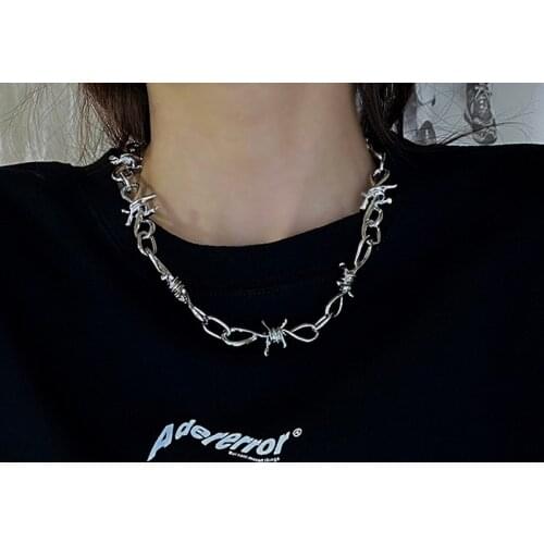 Trend Punk Style Rap Street Hip-hop Jewelry Necklace Thorns Choker Short Chain Necklace Aesthetic Men Women Accessories