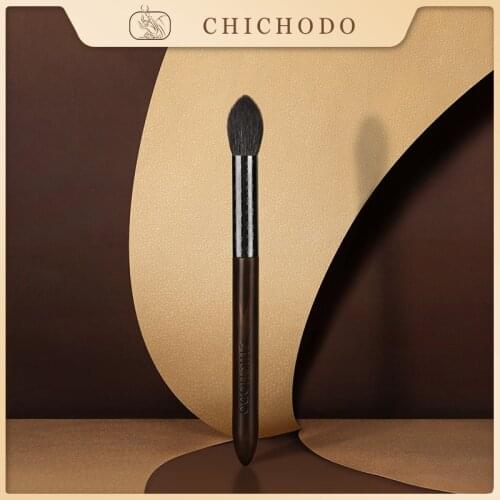 CHICHODO Makeup Brush-2021 New Luxurious Carved Ebony Animal Hair Series-Goat Hair Highlighter Brush-Cosmetic&make up pen-F113