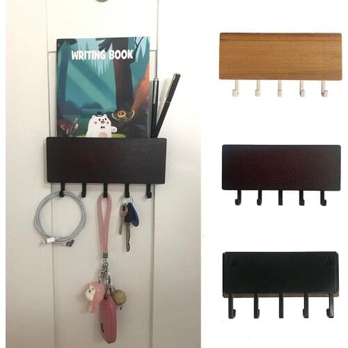 Door Hanging Wooden Hooks Decorative Wall Shelf Sundries Storage Box Prateleira Hanger Organizer Key Rack Holder Wood Wall Shelf