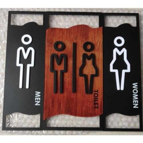 Bedroom Bathroom Door Signs Imitation Wood Toilet Sign House Number Plate Wc Wall Sticker Washroom Signage Address Plaque Plate