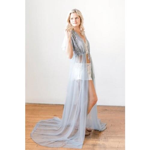 Elegant Chiffon Pajamas Women Applique Sweep Length With Belt Sexy Nightwear Party Prom Wedding Dress Nightgown