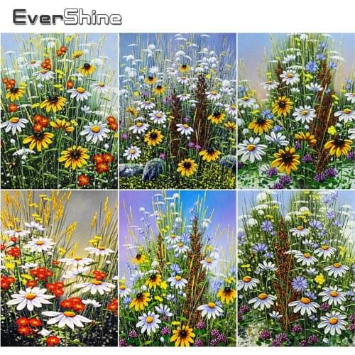 Evershine Diamond Embroidery Daisy Bead Needlework Picture Of Rhinestones Diamond Painting Flowers Mosaic Art Cross Stitch Gift