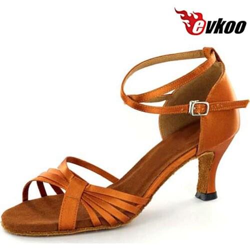 Evkoodance Brand Woman Latin Salsa Dance Shoes 7cm Heel Handmade Factory Low Price Shoes Evkoo-271