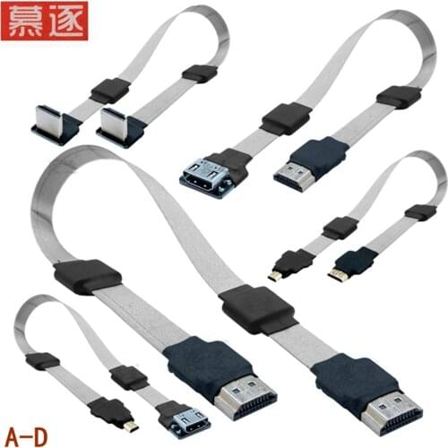 FPC soft flat wire UAV aerial picture transmission FPV micro HDMI to HDMI HD cable 0.1m-1 with magnetic ring anti-jamming