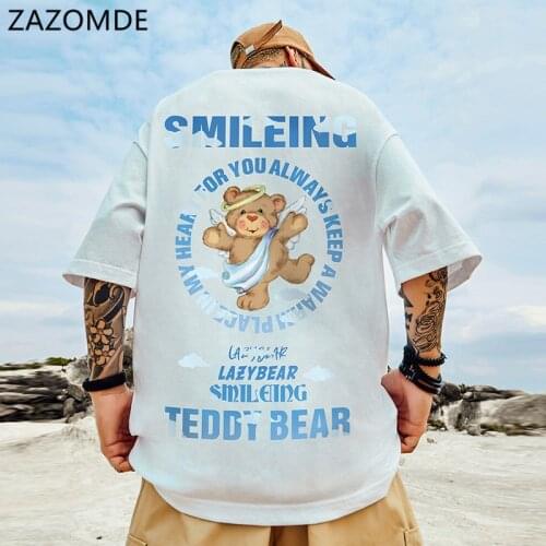 ZAZOMDE 2021 Summer Fashion Pattern Printing Men And Women Hip-Hop T-shirt 100% Cotton Casual Oversized Short Sleeves T-shirt