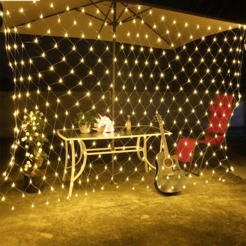 Net Mesh String Lights 1.5x1.5m 96 LED Fairy Flash Lamp Home Garden Christmas Wedding New Year Xmas Tree Party Garland Decorat